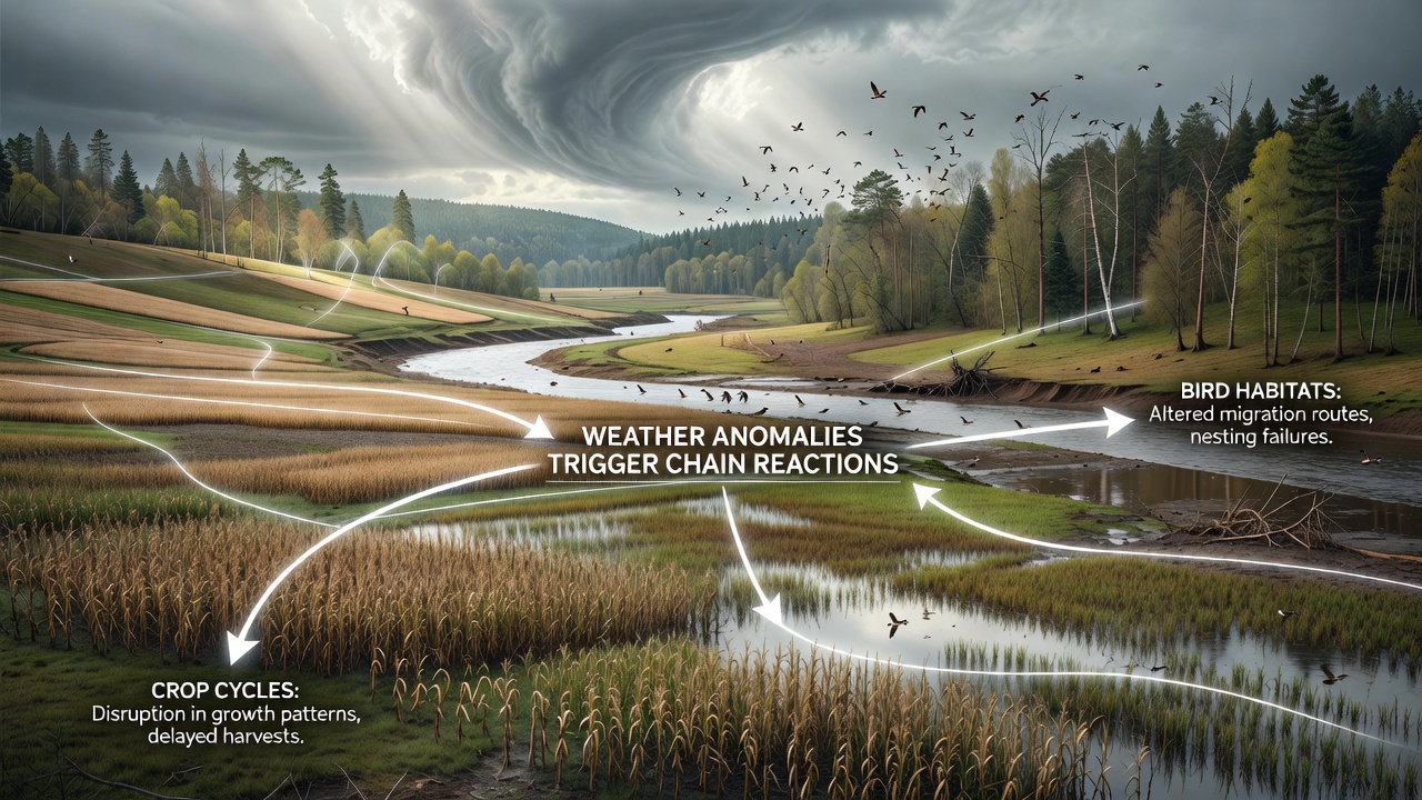Bird species adapting to changed foraging zones after weather-driven habitat shifts